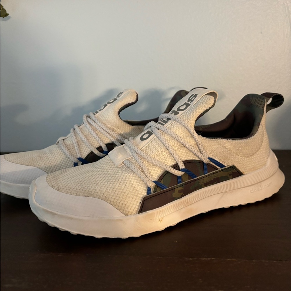 Adidas White and Blue Athletic Shoes